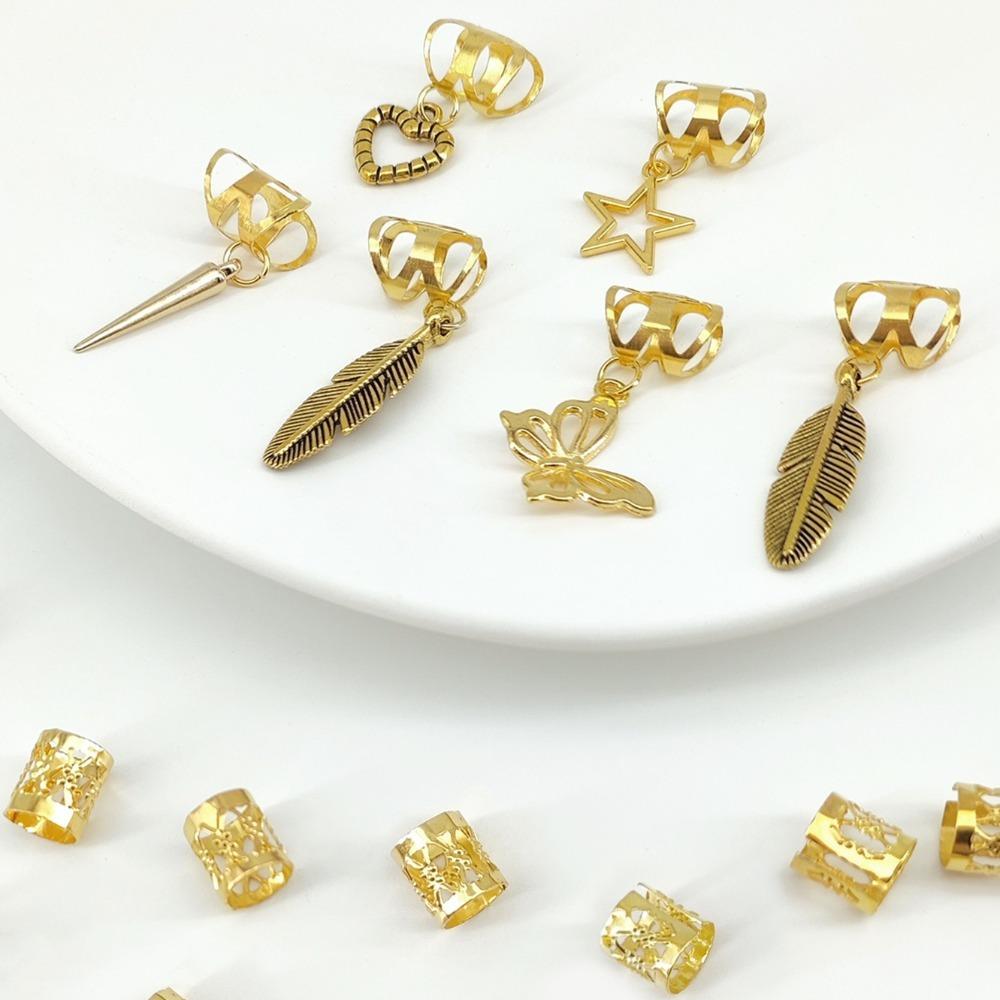 26pcs Butterfly Hollow Out Hair Ring Hair Braiding Hair Braid Tubes Dreadlocks Beads  Hair Jewelry