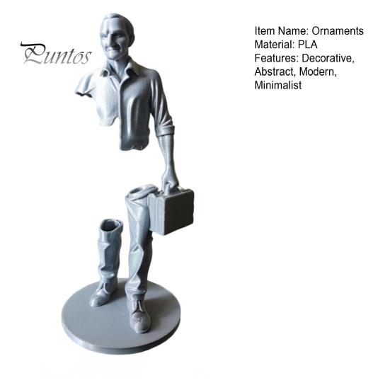 Desktop Sculpture 3D Printed Working Person Figurine with Briefcase, Modern Abstract Art Ornament Artistic Office Figure for Bookshelf Decor,