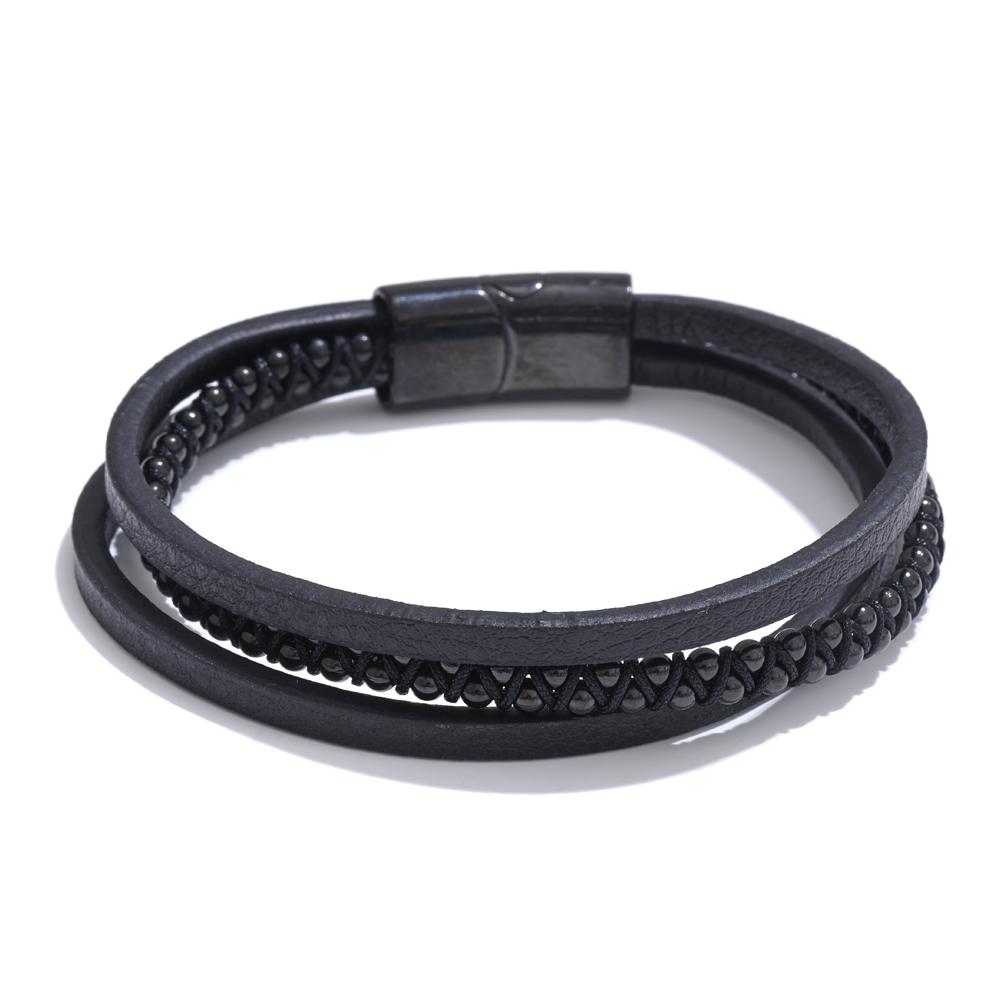 

Yhpup 22cm Rope Braided Fiber Leather Layered Men Wrist Bracelet Classic Stainless Steel Vintage Charm Jewelry Accessories
