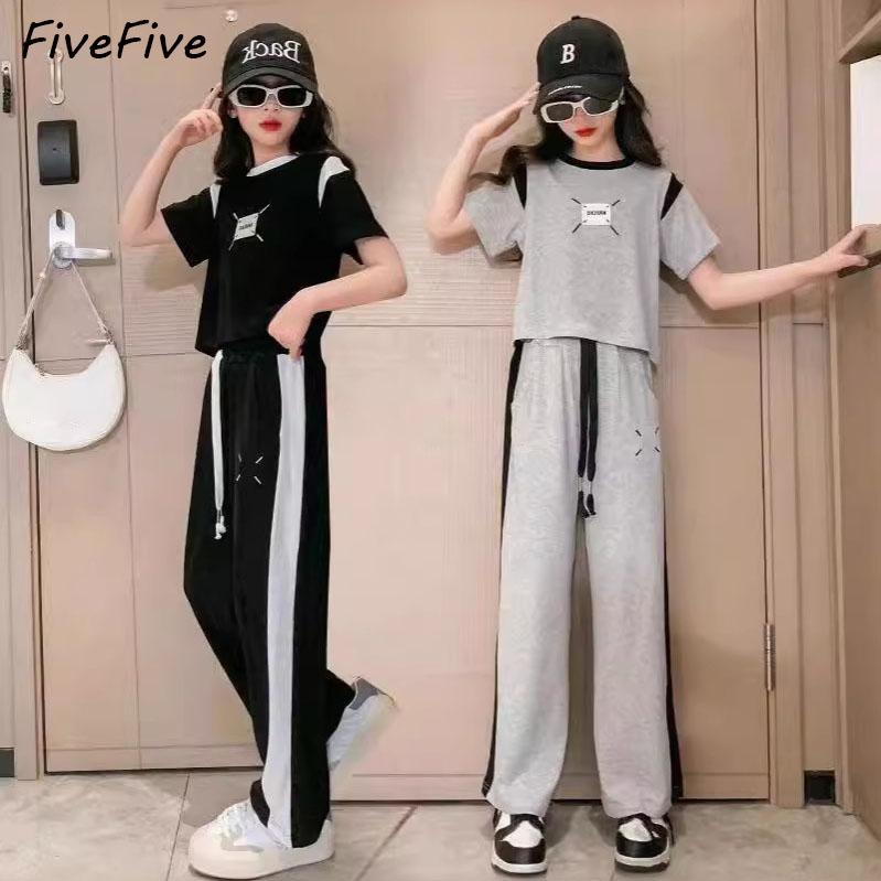 

FiveFive/комплект одежды из 2 предметов, детский комплект, летняя детская одежда для девочек, рубашка с короткими рукавами, джинсы, повседневный костюм, комплекты одежды для девочек-подростков