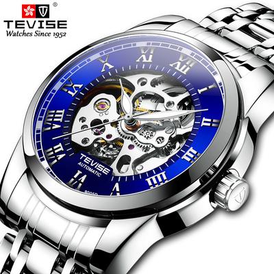 Fashion Mens Skeleton Watches Luxury Transparent Mechanical Business Male Wrist Watches Stainless Steel Waterproof Luminous Watch