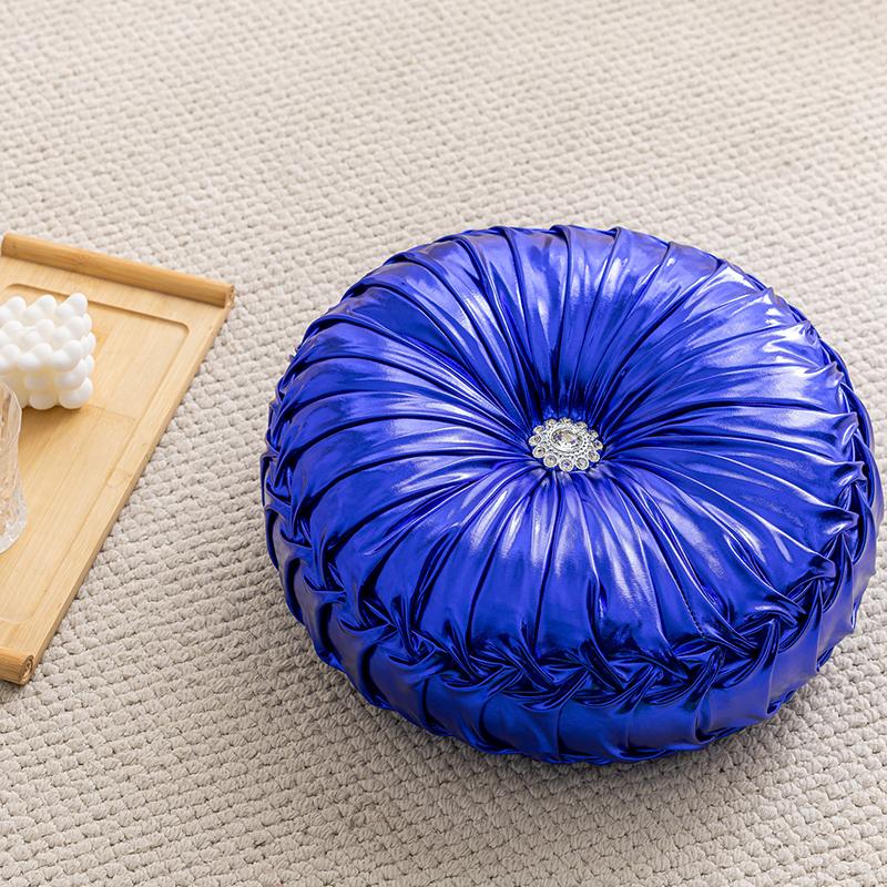 

35cm Ins Style Metallic Glossy Round Cushion Sofa Pillow Bay Window Futon Seat Cushion Pumpkin Cushion Couch Floor Throw Pillow 35x35cm