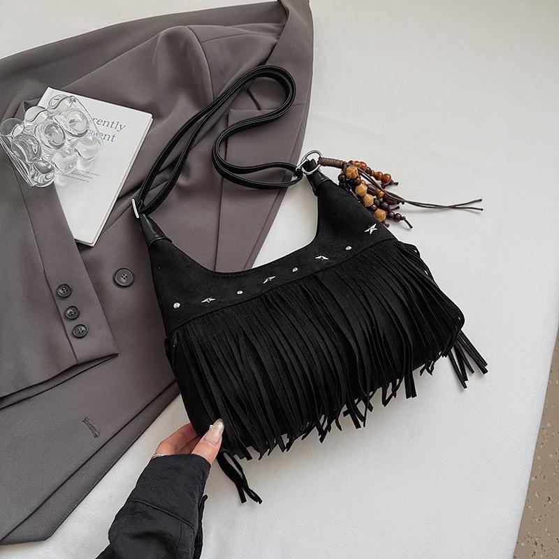 Fashion Trend Retro Fringed Bag Women's Autumn New Casual Shoulder Oblique Underarm Bag