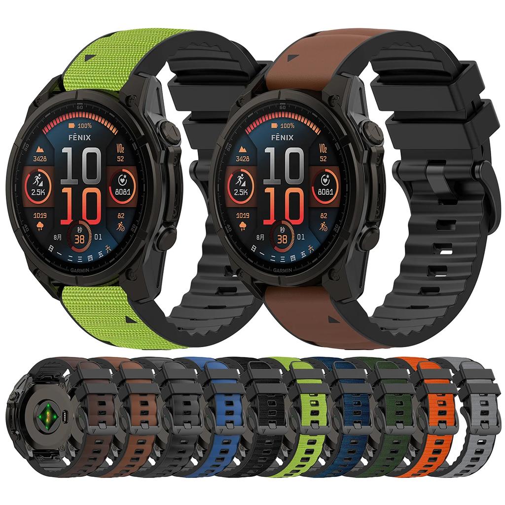 Silikon+Nylon Armband für Garmin Uhr Fenix 8 51/47mm 7/6 7x 6x Band für Forerunner 955 965 für Quatix Smartwatch Sportarmband