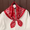 Red Paisley Designer Print Scarf Women Silk Scarves Luxury Bandana Hijab Neckerchief Shawl Kerchief Hair Band Foulard