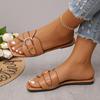 Summer Women Slippers Leather Square Toe Women Flats Flip Flops Designer Ladies Slides Sandals Women Shoes Luxury Sandals