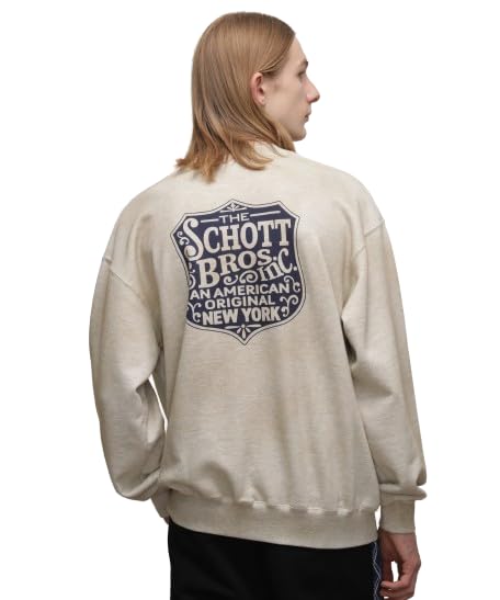 

Schott NYC FADE CREW SWEAT IRON PLATE, Men s, Size M, 446, Oatmeal, 782-4132002