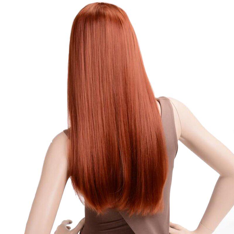 Long Straight Wigs Synthetic Orange Color Women's Wig 24 Inches Central Part Hair
