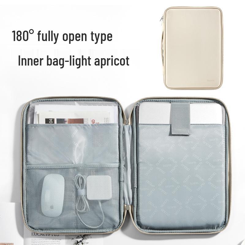 14-Inch Full Open Leather Laptop Sleeve for MacBook, Lenovo, Huawei