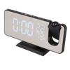 FM Radio LED Digital Smart Alarm Clock LED Digital Projection Alarm Clock for Bedroom Bedside Black