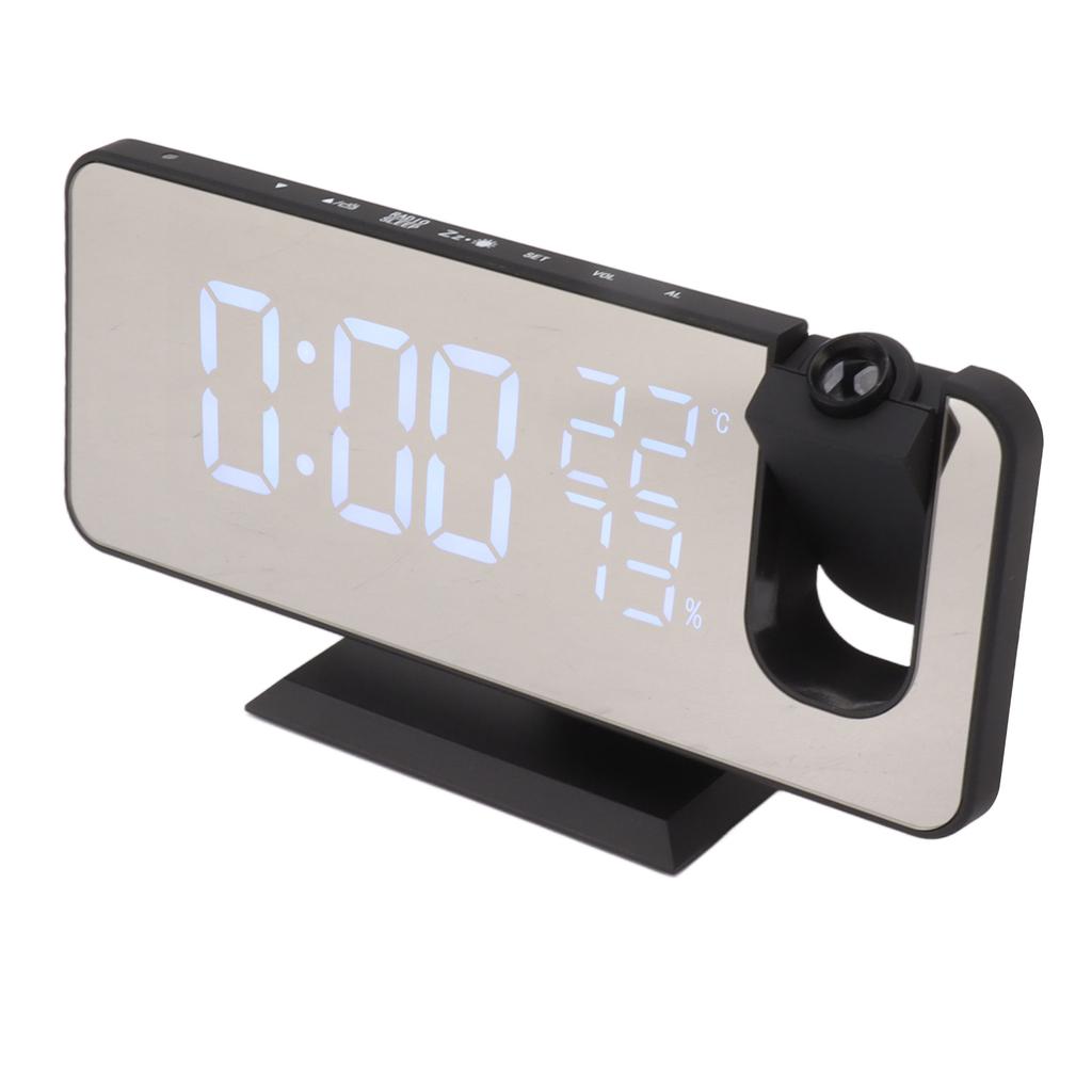 FM Radio LED Digital Smart Alarm Clock LED Digital Projection Alarm Clock for Bedroom Bedside Black