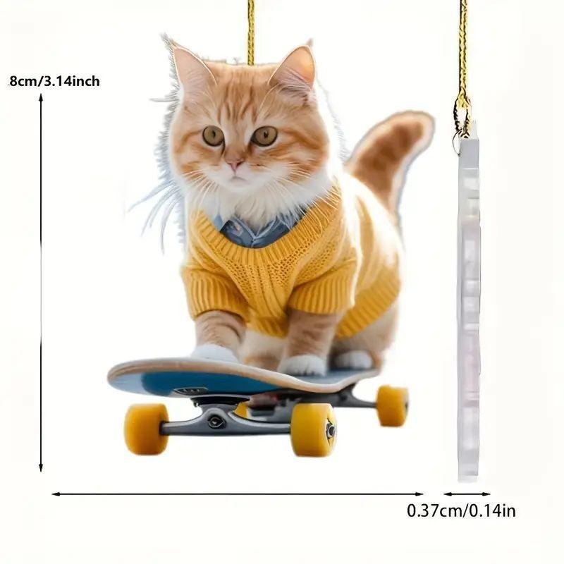 

Acrylic Cartoon Charming Cat Skateboard Car Accessory Perfect For Stylish Vehicle Decor