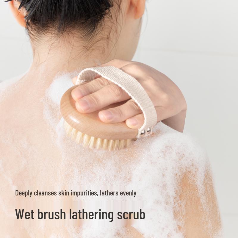 Boar Bristle Exfoliating Bath & Body Brush with Long Handle