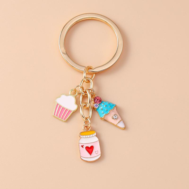 Cute Enamel Simulation Food Fruit Keychan Lemon Strawberry Key Ring for Women Girls Handbag Pendant DIY Jewelry Gift