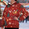 Women's Fashionable Casual Long-Sleeved Christmas Print Fleece-Lined Thick Hooded Sweatshirt