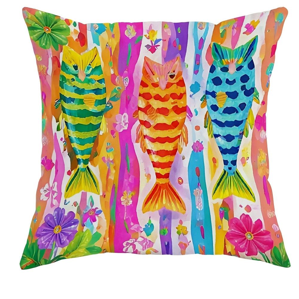 1/4pcs Boho Colorful Fish Print Throw Pillow Covers Set of 4 Home farmhouse outdoor decoration cushion cover