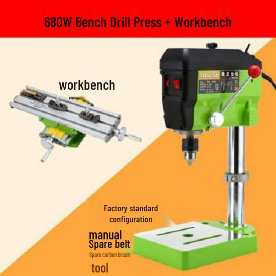 Compact High-Speed Precision Bench Drill with Variable Speed and Mobile Cross Slide Table