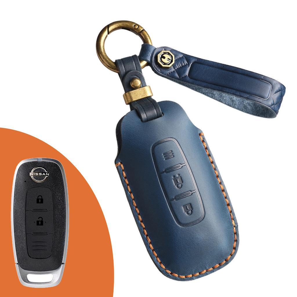 The Retro Key Cover Is Suitable for the New Nissan Xuanyi Teana Exploration Lu Qashqai Qijun Jinke Genuine Leather Keychain.