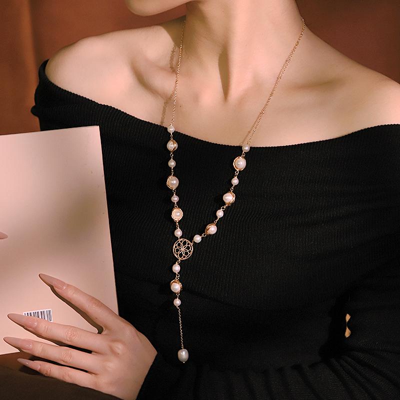 Natural Freshwater Pearl Necklace 18k Gold Plated Handmade Design Luxury Necklace Women Jewelry GN0260