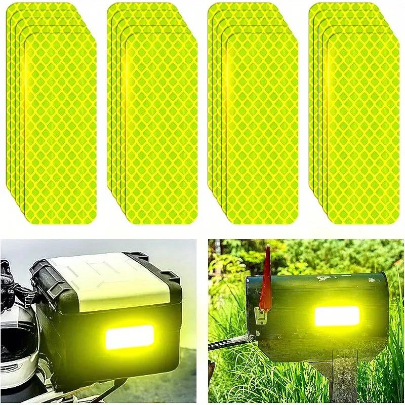 10 Pcs High Visibility Reflective Stickers Waterproof Fluorescent Yellow Green for Car Motorcycle Bicycle Truck