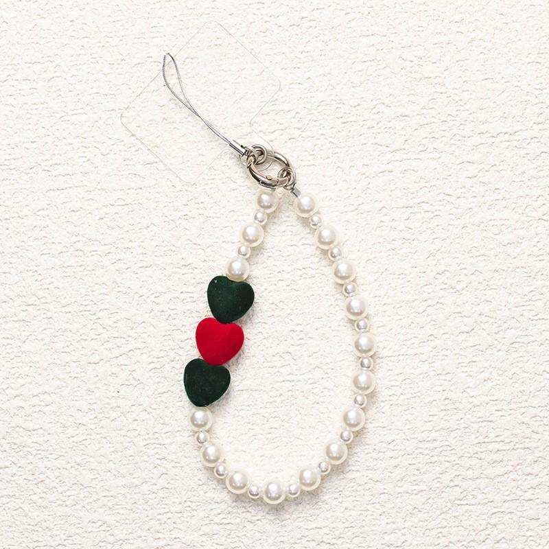 Hart Kristal Kralen Mobiele Telefoon Polsband met Metalen Gesp