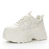 White Chunky Platform Sneakers Ultra Thick Sole Height Increasing Casual Shoes Lace Up Lightweight Non Slip For Daily School