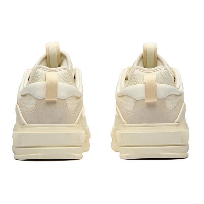 Anta Bump Puffy Shoes Slip Resistant Low Top Skateboard Shoes Men's Light Beige White Sneakers 912238060-3