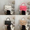 Elegant Pu Leather Small Square Bag Lock Clasp Trendy Handheld Tote For Women 2023