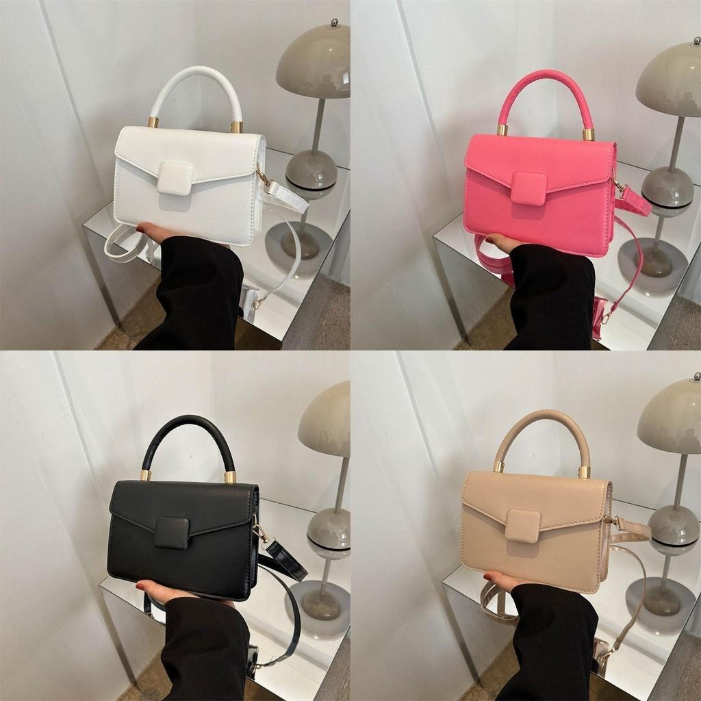 Elegant Pu Leather Small Square Bag Lock Clasp Trendy Handheld Tote For Women 2023