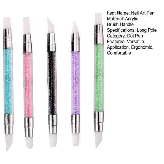 5Pcs Nail Art Pen Silicone Brushes for Nails Dual Tipped Nail Design Brushes Ergonomic Sculpting