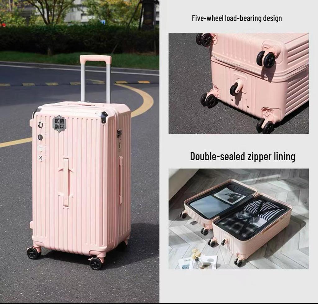 Extra Large Capacity Five-Wheel Antibacterial Suitcase with Brake Wheel and Password Lock