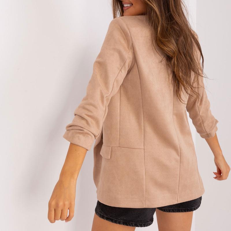 Шикарные женские блейзеры осенние лацканы элегантные однотонные пальто с длинным рукавом — фото 7