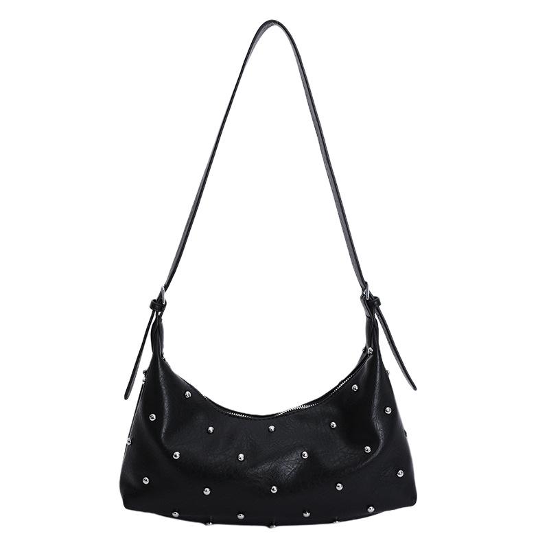 Niche Rivet Underarm Bag Retro Soft Leather Handbag Women's 2025 New High-end Shoulder Messenger Bag