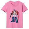 T-shirt per bambini in puro cotone con stampa cartone animato Optimus Prime dei Transformers, nuovo stile estate 2026, maglietta top per genitori e figli