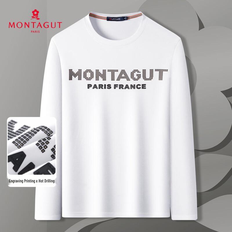 

MONTAGUT Men s Regenerated Fiber Long Sleeve T-Shirt with Hot Drill Design 56