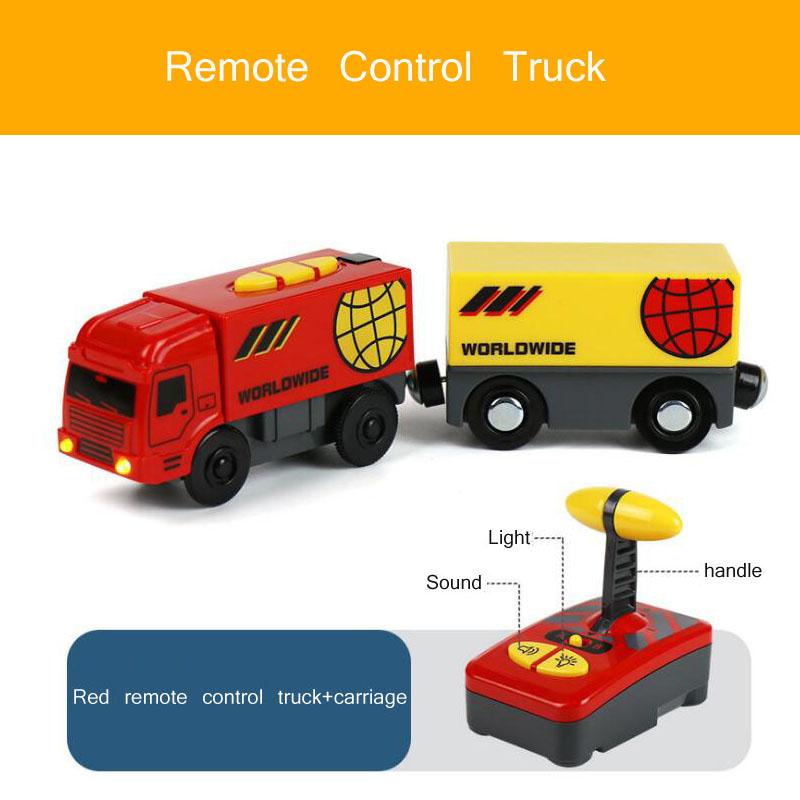 Wooden RC Train Railway Accessories Remote Control Electric Train Magnetic Rail Car Fit For All Brands Train Track Toys For Kids