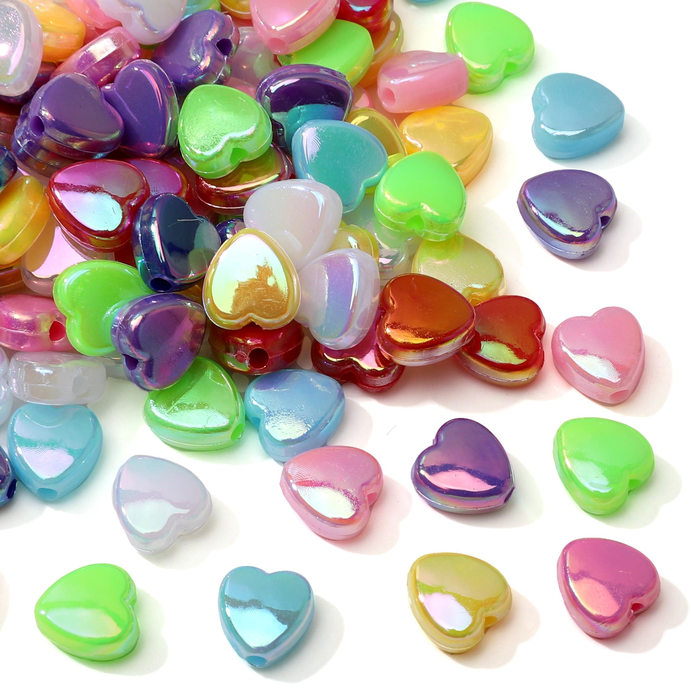 

100Pcs Acrylic Colorful Love Beads For DIY Necklace Bracelet Earrings Jewelry Making Craft Accessories разноцветный