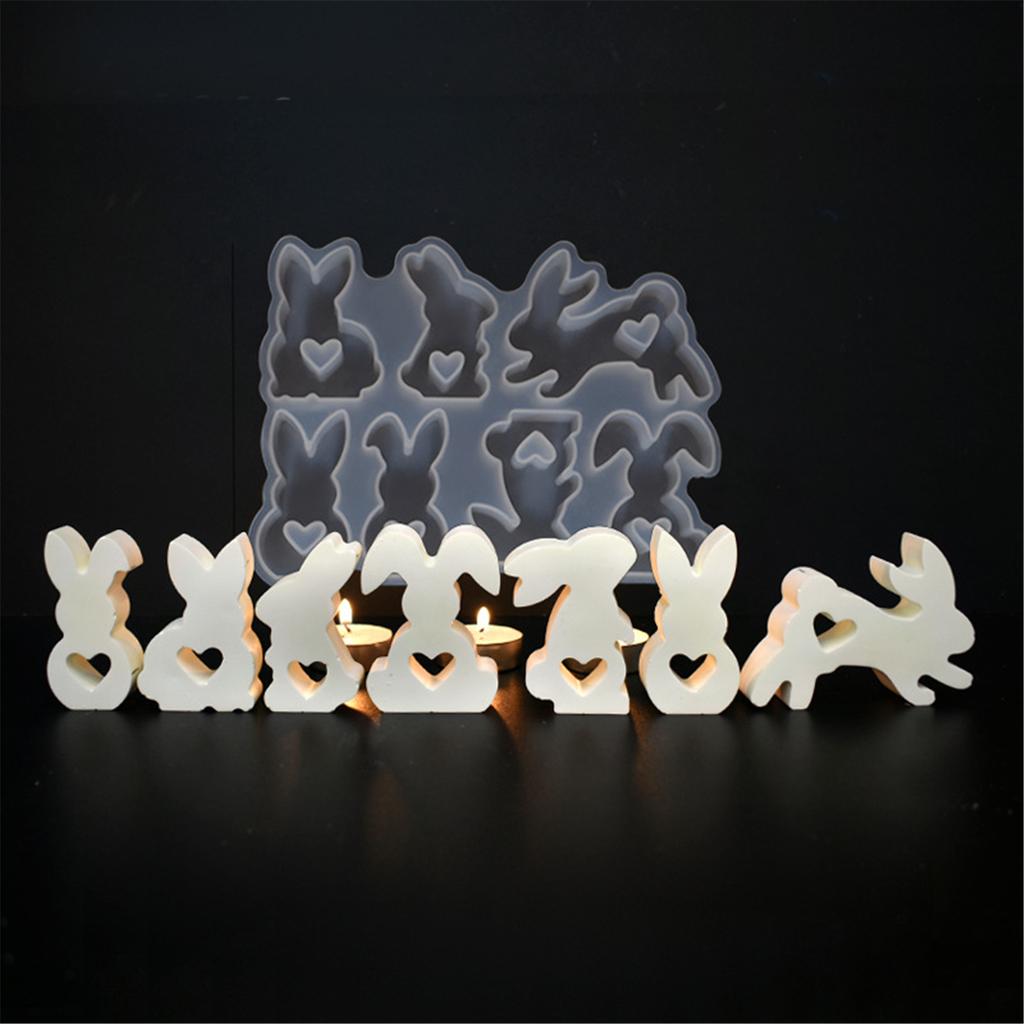 Silicone Candle Making Moulds Easter Rabbit Mold Hand-Making Supplies Silicone Texture for Craft and Home Decorations