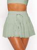 Wish Fashion Lace-Tied Pleated Safety Skirt: Summer Anti-Exposure Mesh Overlay