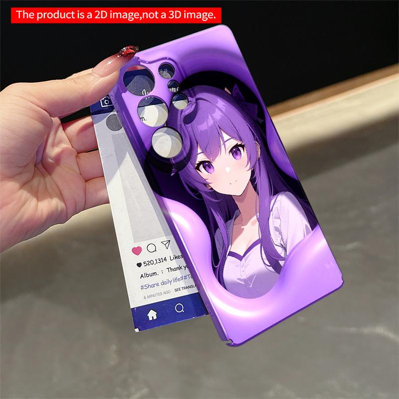 2DFlat Samsung Phone Case Purple-haired Girl In Flowing Purple Aura Phone Case Applicable To Galaxy S22 S23 S24 S25ULTRA S26 A12 A13 A14 A15 A16