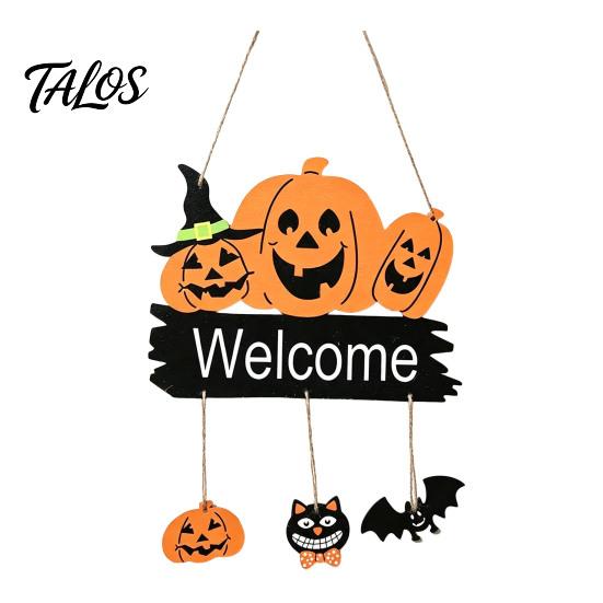 Halloween Ornament for Window Welcome Door Hanging Sign, 3D Layered Pumpkin Skull Spider Plaque, Theme Sign Wooden Front Porch Wall Decor Home