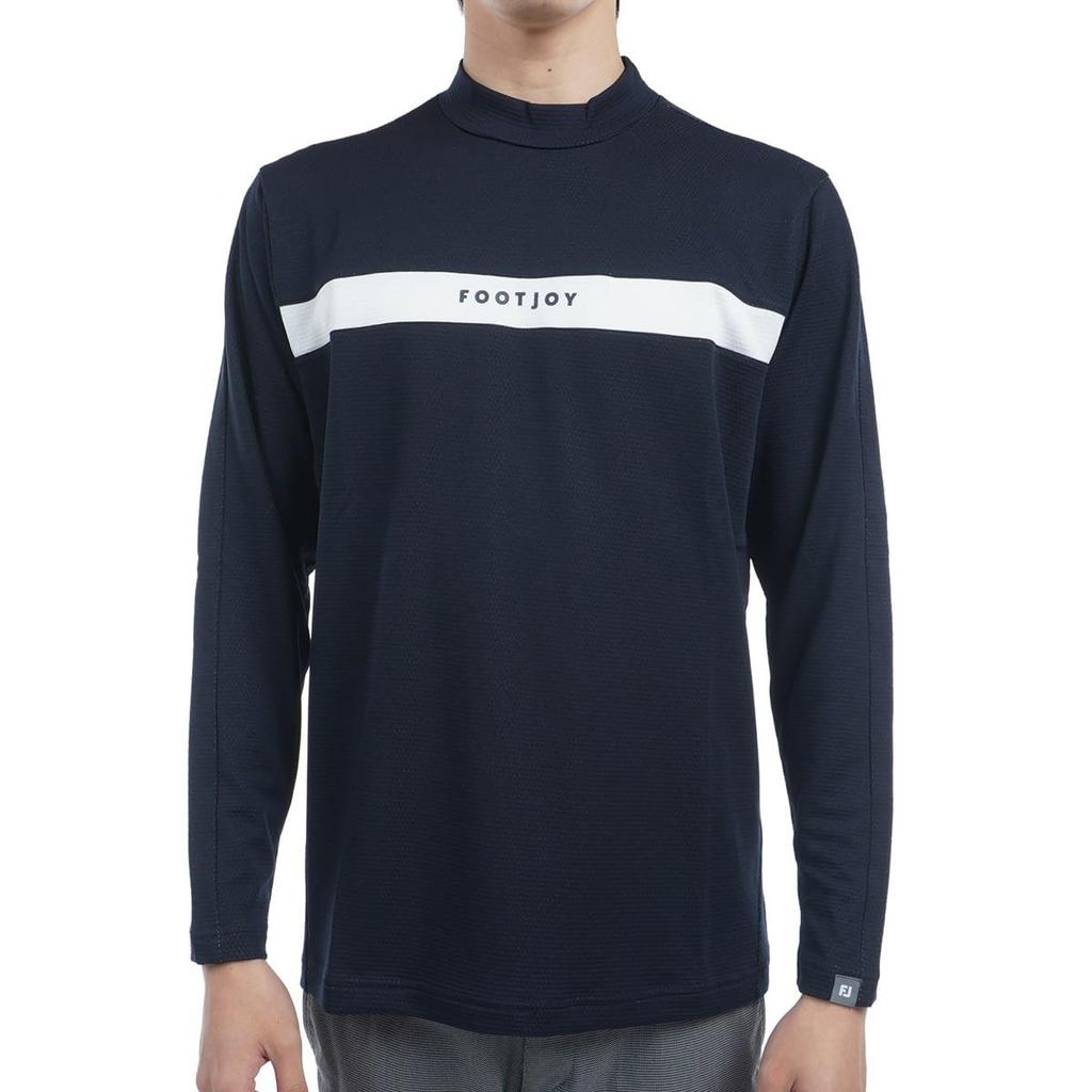 FootJoy DRY THROUGHLIGHT Chest Line Long Sleeve Mock Neck Shirt, Navy, Men's, Size XL (FJ-F24-S02, 32172-XL)