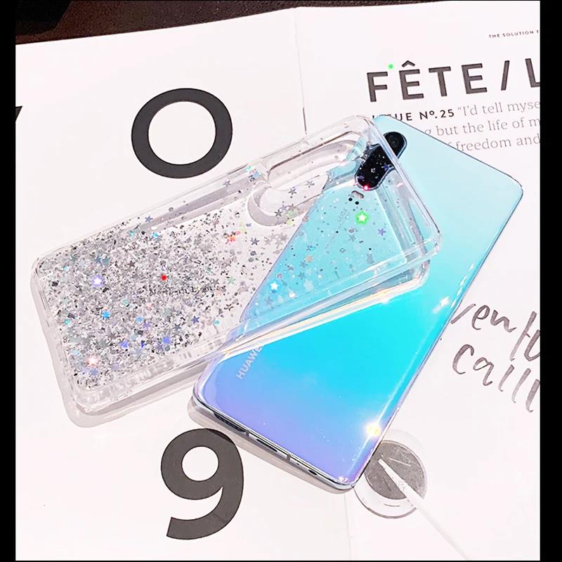 Luxury Glitter Case For Huawei P30 P40 P50 P20 Pro Lite Transparent Soft Back Case For Huawei P9 P10 Plus Shockproof Back Cover