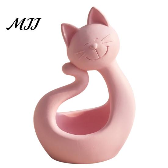Entryway Key Storage Cat Shape 3D Printed Tray, Matte Finish Decorative Desktop PLA Material Trinket Tray Durable Ornament for Bedroom Dressing Table