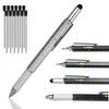 6 in 1 Multifunctional Pen Touch Screen Stylus Capacitive Pen with Screwdriver Ruler Levelgauge Refillable Ballpoint Pencil Tool