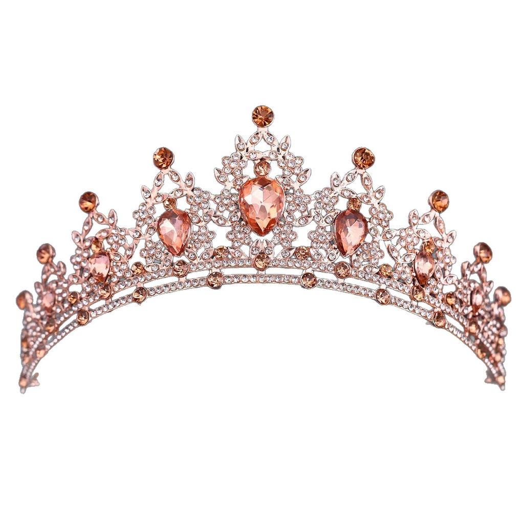 Brautkleid Wasserdiamant Ohrringe Halskette Krone Set Kopfschmuck Hochzeitskleid Leichte Luxuskleid Dreiteiliges Set und Accessoires