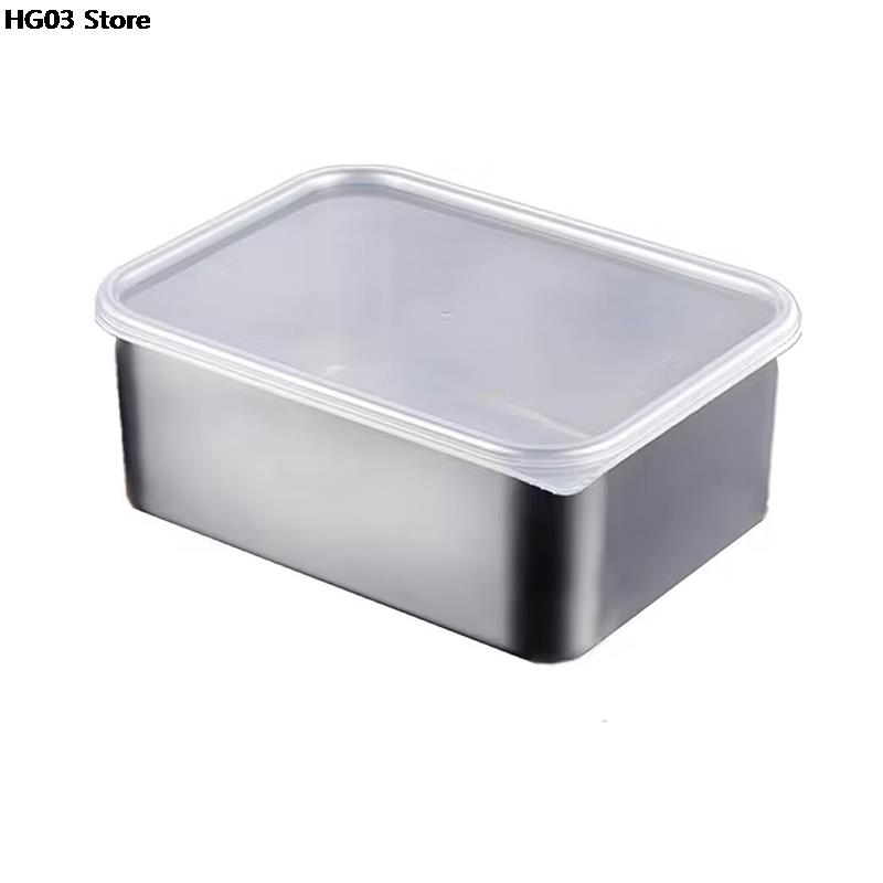 1 szt. 600 ml ze stali nierdzewnej lodówka pudełko do przechowywania żywności z plastikową pokrywką przygotuj pudełko do zachowania świeżości żywności pudełko piknikowe