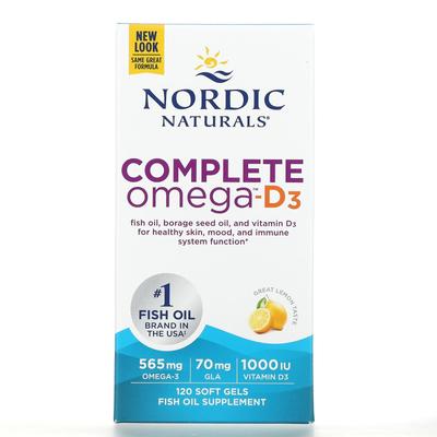 Complete Omega-D3, Lemon Flavor, 565 Mg, 120 Softgels