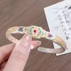 Flower Enamel Lotus Hand Bangle Hand Jewelry Retro Opening Hand Ring  Student