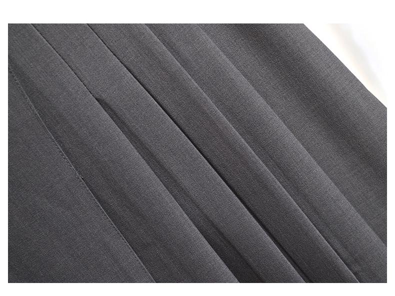 French Gray Irregular A-Line Pleated Midi Skirt - High Waist, Summer 2025